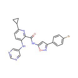 O=C(Nc1cc(-c2ccc(Br)cc2)no1)c1nc(C2CC2)ccc1Nc1cncnc1 ZINC000096167426