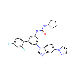 O=C(Nc1cc(-c2ccc(F)cc2F)cc(-n2cnc3cc(-n4cccn4)ccc32)c1)NC1CCCC1 ZINC001772576298