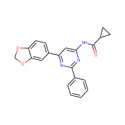 O=C(Nc1cc(-c2ccc3c(c2)OCO3)nc(-c2ccccc2)n1)C1CC1 ZINC000029061601