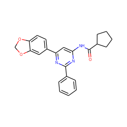 O=C(Nc1cc(-c2ccc3c(c2)OCO3)nc(-c2ccccc2)n1)C1CCCC1 ZINC000029061820