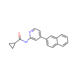 O=C(Nc1cc(-c2ccc3ccccc3c2)ccn1)C1CC1 ZINC000299869043