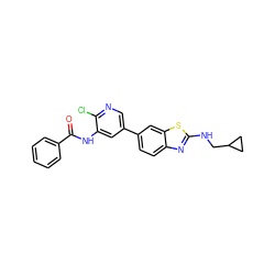 O=C(Nc1cc(-c2ccc3nc(NCC4CC4)sc3c2)cnc1Cl)c1ccccc1 ZINC000474609894