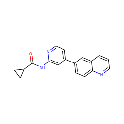 O=C(Nc1cc(-c2ccc3ncccc3c2)ccn1)C1CC1 ZINC000299857910