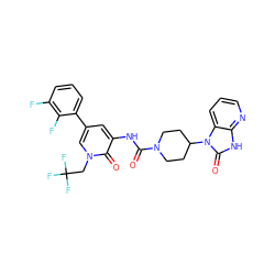 O=C(Nc1cc(-c2cccc(F)c2F)cn(CC(F)(F)F)c1=O)N1CCC(n2c(=O)[nH]c3ncccc32)CC1 ZINC000029128798