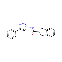 O=C(Nc1cc(-c2ccccc2)[nH]n1)C1Cc2ccccc2C1 ZINC000013493259