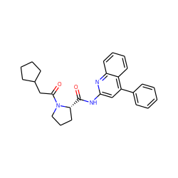 O=C(Nc1cc(-c2ccccc2)c2ccccc2n1)[C@@H]1CCCN1C(=O)CC1CCCC1 ZINC000118628022