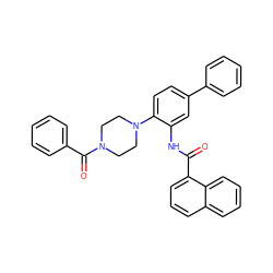 O=C(Nc1cc(-c2ccccc2)ccc1N1CCN(C(=O)c2ccccc2)CC1)c1cccc2ccccc12 ZINC000014962038