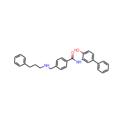 O=C(Nc1cc(-c2ccccc2)ccc1O)c1ccc(CNCCCc2ccccc2)cc1 ZINC000140742625