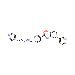 O=C(Nc1cc(-c2ccccc2)ccc1O)c1ccc(CNCCCc2ccncc2)cc1 ZINC000142319273