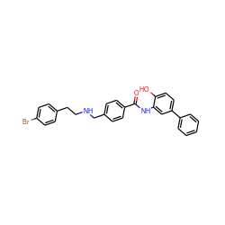 O=C(Nc1cc(-c2ccccc2)ccc1O)c1ccc(CNCCc2ccc(Br)cc2)cc1 ZINC000140738537