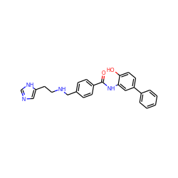 O=C(Nc1cc(-c2ccccc2)ccc1O)c1ccc(CNCCc2cnc[nH]2)cc1 ZINC000146412897