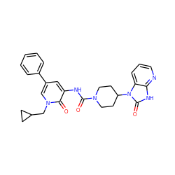 O=C(Nc1cc(-c2ccccc2)cn(CC2CC2)c1=O)N1CCC(n2c(=O)[nH]c3ncccc32)CC1 ZINC000029128750