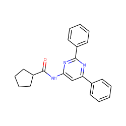 O=C(Nc1cc(-c2ccccc2)nc(-c2ccccc2)n1)C1CCCC1 ZINC000006716090