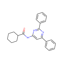 O=C(Nc1cc(-c2ccccc2)nc(-c2ccccc2)n1)C1CCCCC1 ZINC000013586461