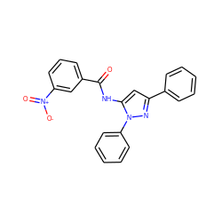 O=C(Nc1cc(-c2ccccc2)nn1-c1ccccc1)c1cccc([N+](=O)[O-])c1 ZINC000013704324