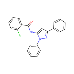 O=C(Nc1cc(-c2ccccc2)nn1-c1ccccc1)c1ccccc1Cl ZINC000001037295