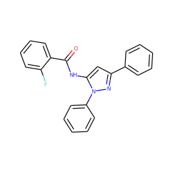 O=C(Nc1cc(-c2ccccc2)nn1-c1ccccc1)c1ccccc1F ZINC000001037297