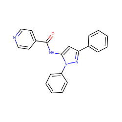 O=C(Nc1cc(-c2ccccc2)nn1-c1ccccc1)c1ccncc1 ZINC000013704450