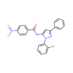 O=C(Nc1cc(-c2ccccc2)nn1-c1ccccc1Br)c1ccc([N+](=O)[O-])cc1 ZINC000013704419