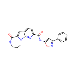 O=C(Nc1cc(-c2ccccc2)no1)c1ccc2cc3n(c2n1)CCCNC3=O ZINC000148446551