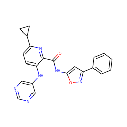 O=C(Nc1cc(-c2ccccc2)no1)c1nc(C2CC2)ccc1Nc1cncnc1 ZINC000096167415