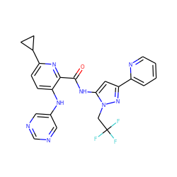 O=C(Nc1cc(-c2ccccn2)nn1CC(F)(F)F)c1nc(C2CC2)ccc1Nc1cncnc1 ZINC000096167394