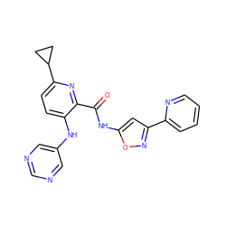 O=C(Nc1cc(-c2ccccn2)no1)c1nc(C2CC2)ccc1Nc1cncnc1 ZINC000096167420