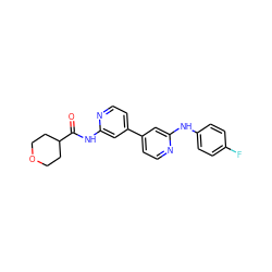 O=C(Nc1cc(-c2ccnc(Nc3ccc(F)cc3)c2)ccn1)C1CCOCC1 ZINC000028570345