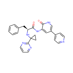 O=C(Nc1cc(-c2ccncc2)c[nH]c1=O)[C@H](Cc1ccccc1)NC1(c2ncccn2)CC1 ZINC000095553648