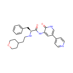 O=C(Nc1cc(-c2ccncc2)c[nH]c1=O)[C@H](Cc1ccccc1)NCCC1CCOCC1 ZINC000095555757