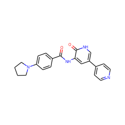 O=C(Nc1cc(-c2ccncc2)c[nH]c1=O)c1ccc(N2CCCC2)cc1 ZINC000071318812