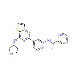 O=C(Nc1cc(-c2nc(N[C@@H]3CCNC3)c3sccc3n2)ccn1)c1cnccn1 ZINC000223695692