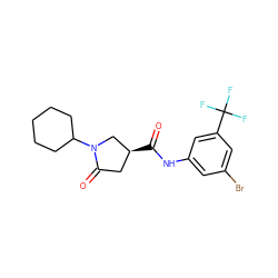 O=C(Nc1cc(Br)cc(C(F)(F)F)c1)[C@H]1CC(=O)N(C2CCCCC2)C1 ZINC000014959331