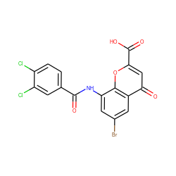 O=C(Nc1cc(Br)cc2c(=O)cc(C(=O)O)oc12)c1ccc(Cl)c(Cl)c1 ZINC000096271884