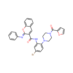 O=C(Nc1cc(Br)ccc1N1CCN(C(=O)c2ccco2)CC1)c1cc2ccccc2o/c1=N\c1ccccc1 ZINC000095603965