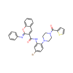 O=C(Nc1cc(Br)ccc1N1CCN(C(=O)c2cccs2)CC1)c1cc2ccccc2o/c1=N\c1ccccc1 ZINC000095601022