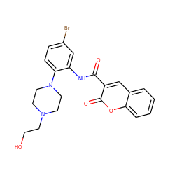 O=C(Nc1cc(Br)ccc1N1CCN(CCO)CC1)c1cc2ccccc2oc1=O ZINC000014962069