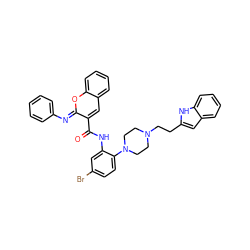 O=C(Nc1cc(Br)ccc1N1CCN(CCc2cc3ccccc3[nH]2)CC1)c1cc2ccccc2o/c1=N\c1ccccc1 ZINC000095602144