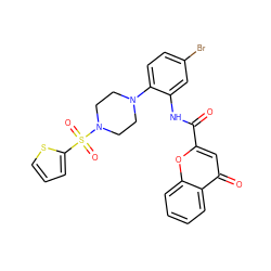 O=C(Nc1cc(Br)ccc1N1CCN(S(=O)(=O)c2cccs2)CC1)c1cc(=O)c2ccccc2o1 ZINC000034803872