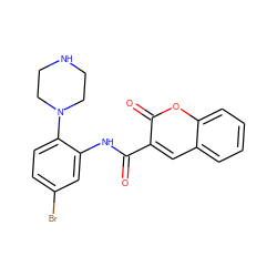 O=C(Nc1cc(Br)ccc1N1CCNCC1)c1cc2ccccc2oc1=O ZINC000014962065