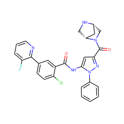 O=C(Nc1cc(C(=O)N2C[C@@H]3C[C@H]2CN3)nn1-c1ccccc1)c1cc(-c2ncccc2F)ccc1Cl ZINC001772636110