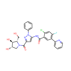 O=C(Nc1cc(C(=O)N2C[C@H](O)[C@@H](O)[C@@H]2CO)nn1-c1ccccc1)c1cc(-c2ccccn2)c(F)cc1Cl ZINC001772642409