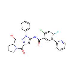 O=C(Nc1cc(C(=O)N2CCC[C@@H]2CO)nn1-c1ccccc1)c1cc(-c2ccccn2)c(F)cc1Cl ZINC001772603185