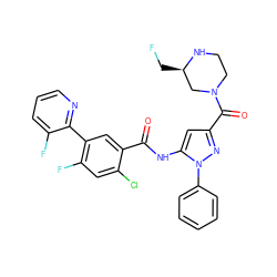 O=C(Nc1cc(C(=O)N2CCN[C@H](CF)C2)nn1-c1ccccc1)c1cc(-c2ncccc2F)c(F)cc1Cl ZINC001772631427