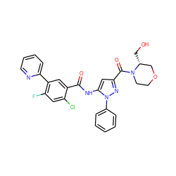 O=C(Nc1cc(C(=O)N2CCOC[C@H]2CO)nn1-c1ccccc1)c1cc(-c2ccccn2)c(F)cc1Cl ZINC001772639017