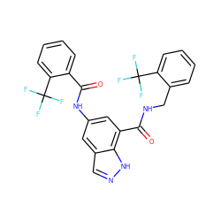 O=C(Nc1cc(C(=O)NCc2ccccc2C(F)(F)F)c2[nH]ncc2c1)c1ccccc1C(F)(F)F ZINC000207727438