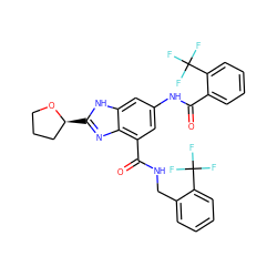 O=C(Nc1cc(C(=O)NCc2ccccc2C(F)(F)F)c2nc([C@H]3CCCO3)[nH]c2c1)c1ccccc1C(F)(F)F ZINC000207745902