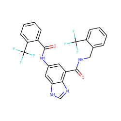 O=C(Nc1cc(C(=O)NCc2ccccc2C(F)(F)F)c2nc[nH]c2c1)c1ccccc1C(F)(F)F ZINC000207722965