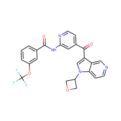 O=C(Nc1cc(C(=O)c2cn(C3COC3)c3ccncc23)ccn1)c1cccc(OC(F)(F)F)c1 ZINC001772632512