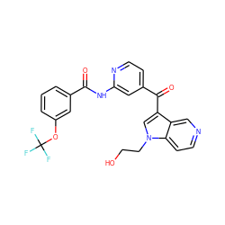 O=C(Nc1cc(C(=O)c2cn(CCO)c3ccncc23)ccn1)c1cccc(OC(F)(F)F)c1 ZINC001772653500